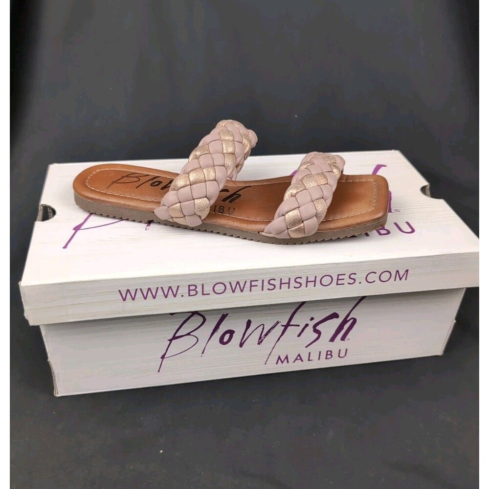 Blowfish Women's Size 6 Zelie Flats/ Sandals 2 Beige And Gold Woven Straps